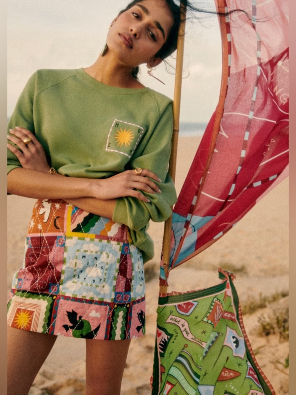 Sezane Pangea Malia Patchwork Mini Skirt - 36/4 - Picture 1 of 7